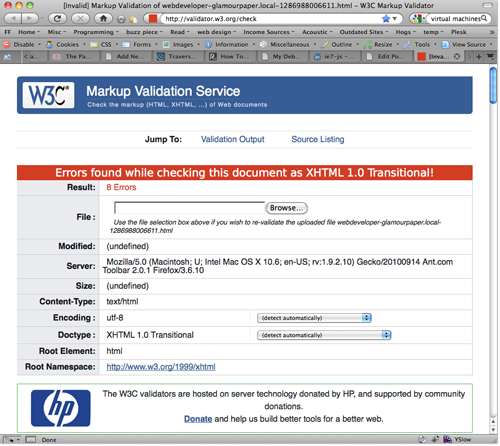 W3C Validation Screenshot